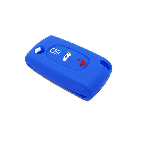 Silicone Car Key Cover for Peugeot 106 107 206 207 307 308 407 408 409 607 Blue