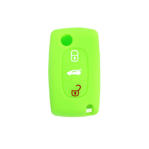 Silicone Car Key Cover for Peugeot 106 107 206 207 307 308 407 408 409 607 Green