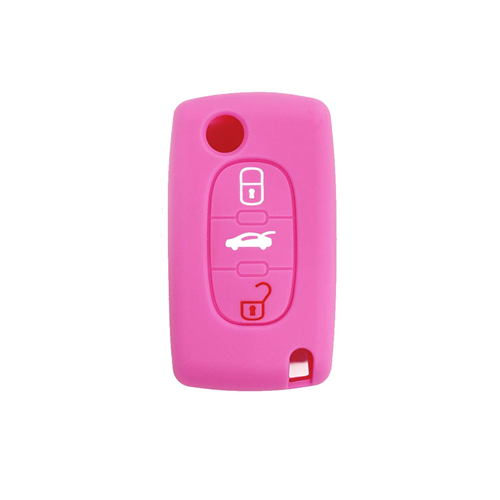 Silicone Car Key Cover for Peugeot 106 107 206 207 307 308 407 408 409 607 Pink