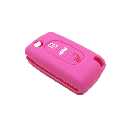 Silicone Car Key Cover for Peugeot 106 107 206 207 307 308 407 408 409 607 Pink