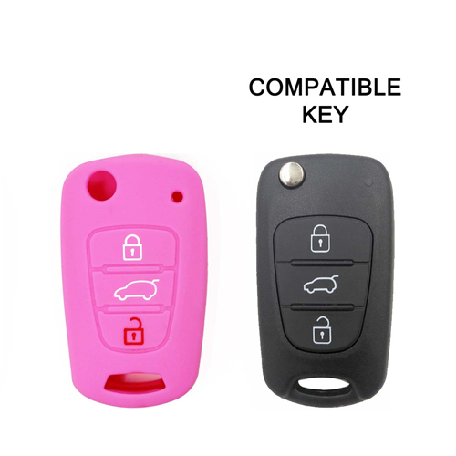 Silicone Car Key Cover for KIA Cee'd K2 K5 Lotze Magentis Optima Piccanto Rio Sportage Venga and HYUNDAI l20 l30 lx20 lx35 Verna Pink