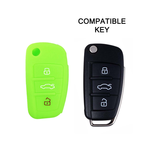 Silicone Car Key Cover for Audi A1 A3 A4 A6 A8 TT Q5 Q7 R8 S4 S6 Green
