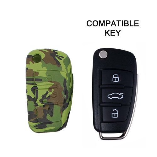 Silicone Car Key Cover for Audi A1 A3 A4 A6 A8 TT Q5 Q7 R8 S4 S6 Camouflage