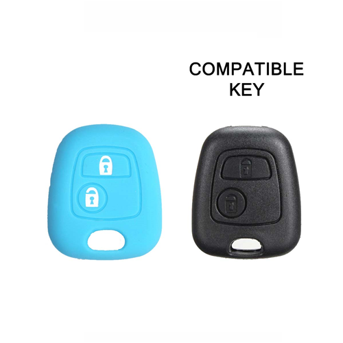 Silicone Car Key Cover for Citroen C1 C2 C3 C5 and Peugeot 103 106 107 206 207 307 308 406 407 508 806 1007 Light Blue