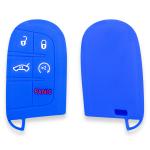 Silicone Car Key Cover for Jeep Renegade Cherokee Compass Wrangler Fiat 500X Fremont Chrysler Dodge Blue