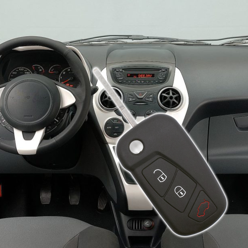 Guscio in Silicone Cover Chiave per Telecomando Ford Nero 3 Tasti KA Focus Fiesta Escort Mondeo